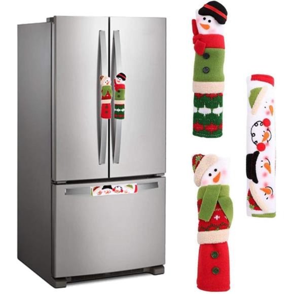 3 Piece Set Christmas Snowman Refrigerator Door Handle Covers - Picture 1 of 7
